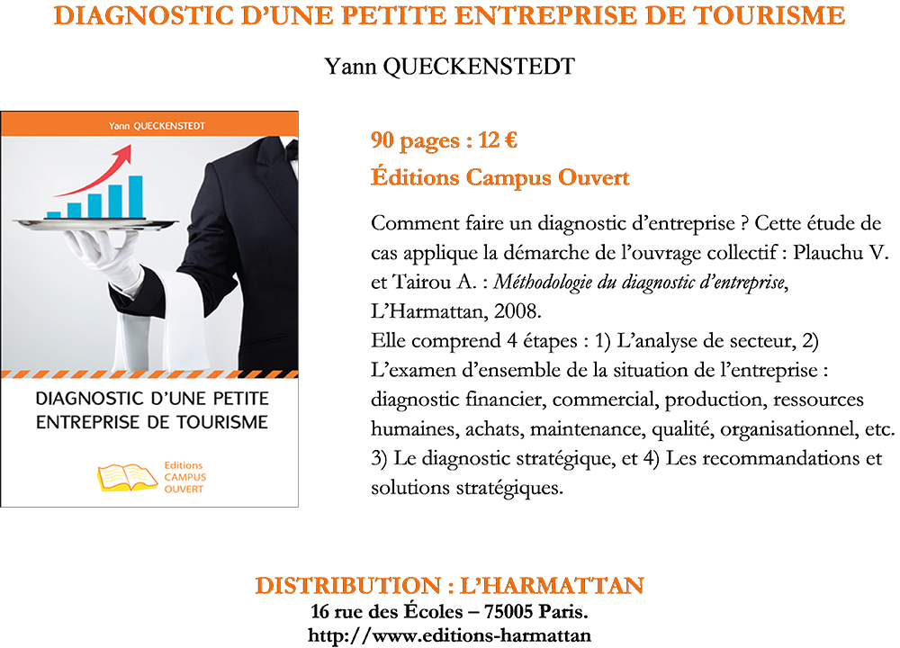 Couverture du livre de Yann Queckenstedt, Diagnostic d'une petite entreprise de tourisme.